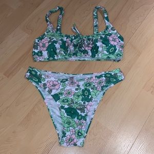GREEN & PINK FLORAL BIKINI